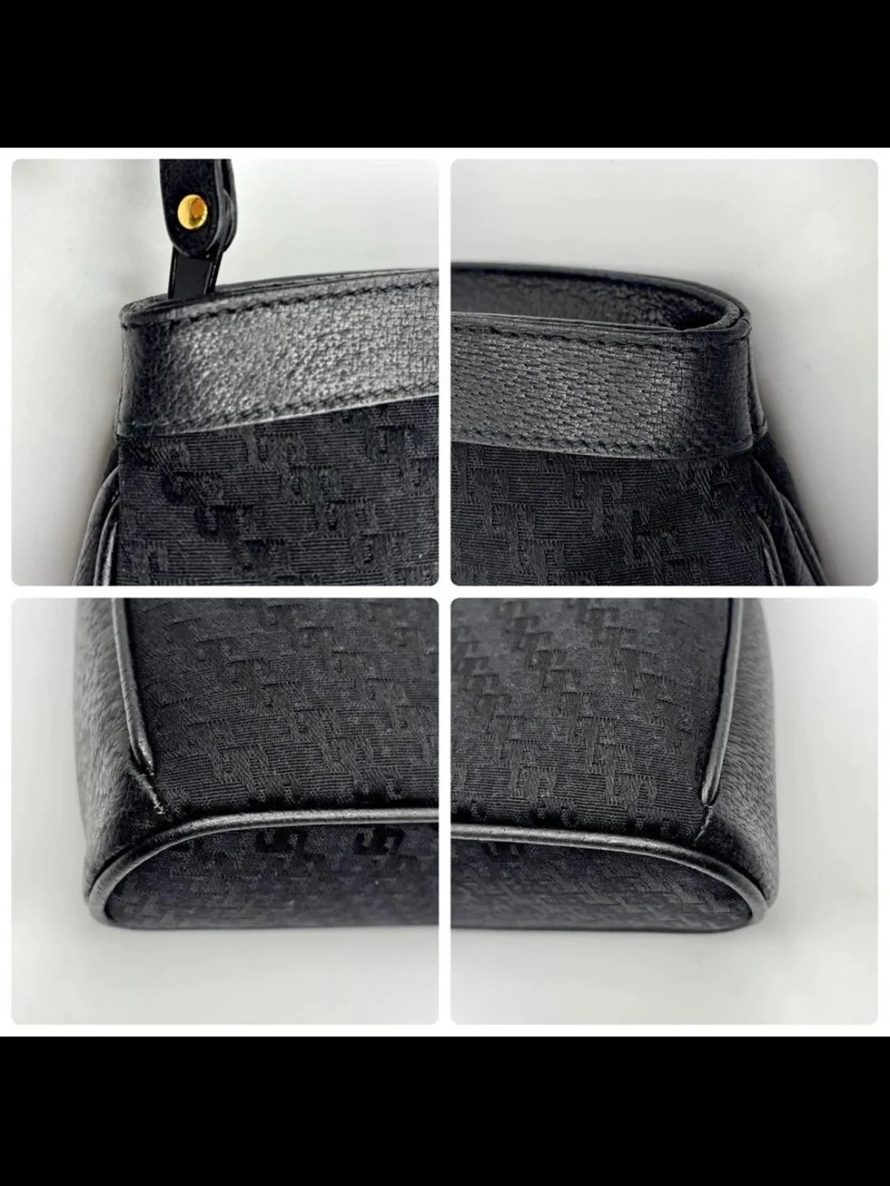 Gucci Black Monogram Jacquard Wristlet Pouch